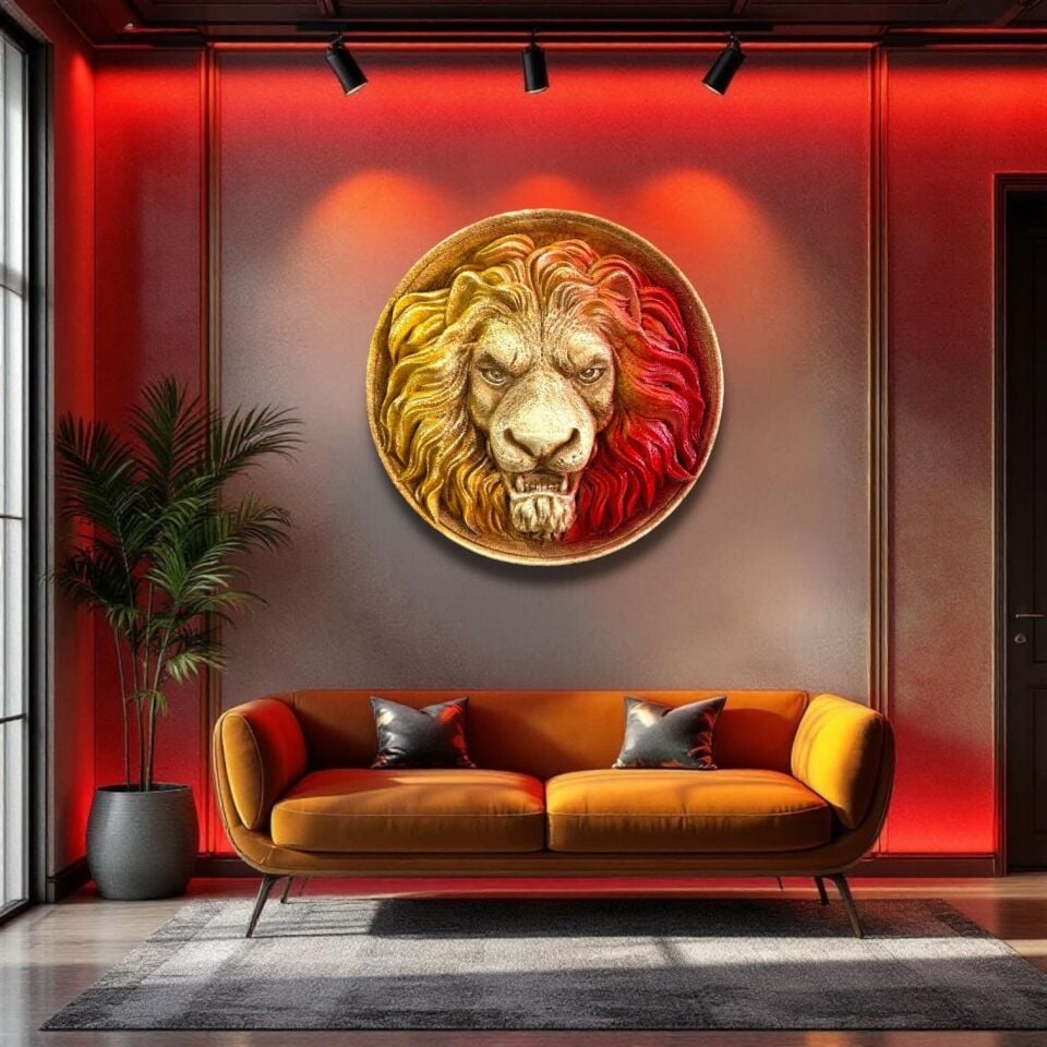 Galatasaray Aslan Kafası 3D Rölyef Tablo Duvar Heykeli