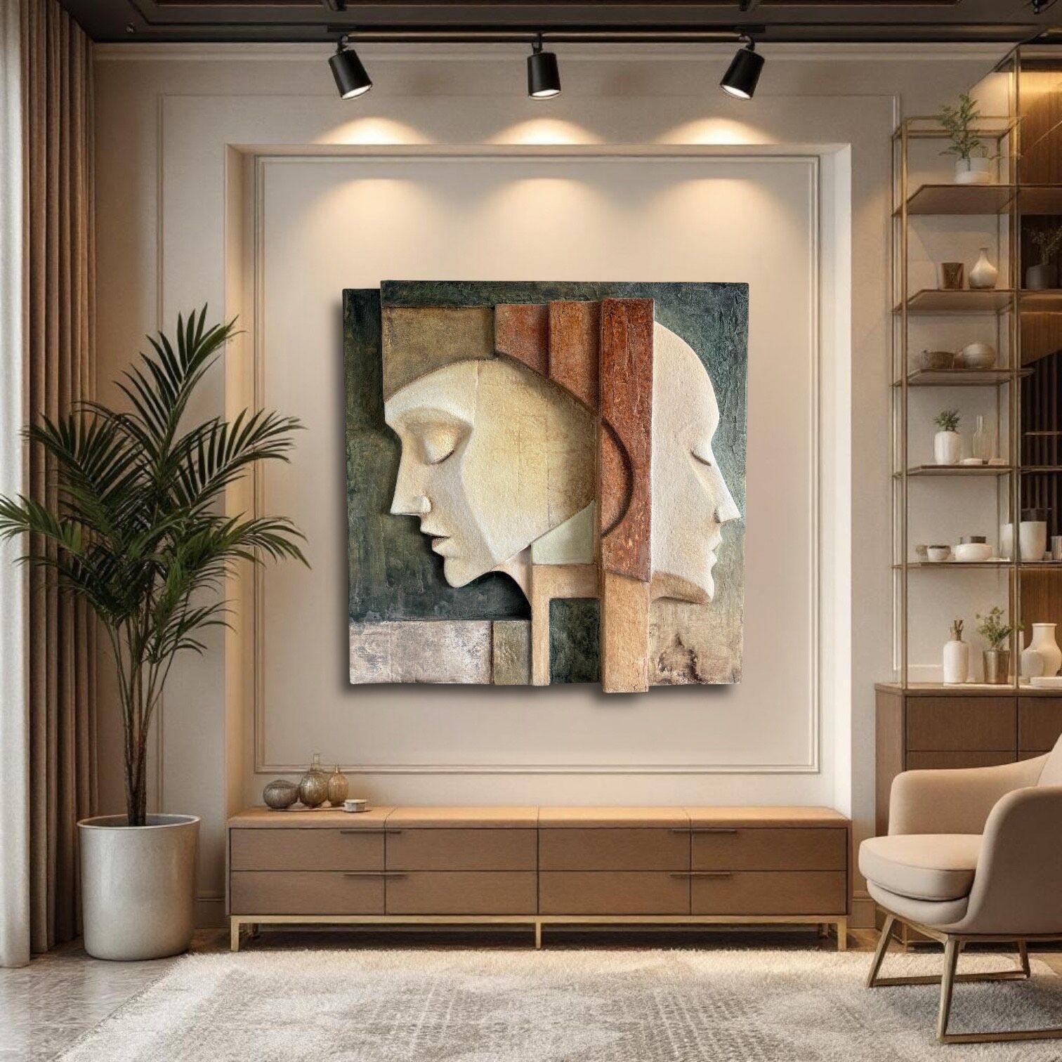 Zıt Yüzlerin Sarmalı 3D Rölyef Tablo Duvar Heykeli